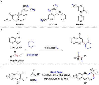 Iron(III)-Mediated Rapid Radical-Type Three-Component Deuteration of Quinoxalinones With Olefins and NaBD4